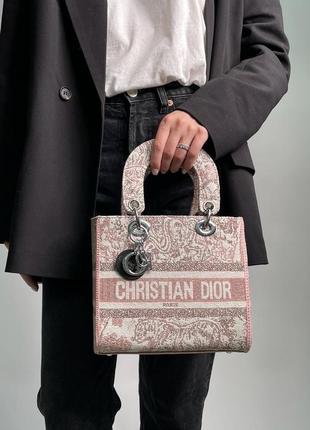 Сумка christian dior lady d-lite pink white