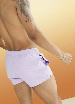 Короткие пляжные плавательные шорты плавки в сиреневый цвет5 фото