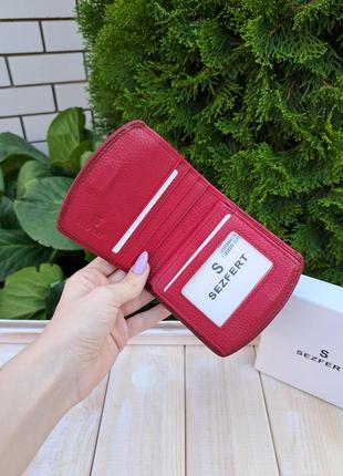 Женский кожаный кошелёк на магнитной застёжке sezfert бордовый4 фото