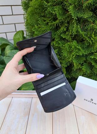 Женский кожаный кошелёк на магнитной застёжке sezfert чёрный5 фото