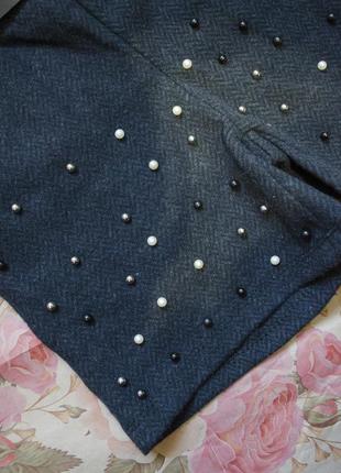 Стильные тёплые шорты с поясом декорированы бусинками2 фото