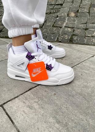 Женские кроссовки nike air jordan 4 retro white purple