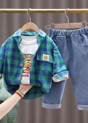 Дитячий, костюм ,комплект 3-ка - джинси, сорочка, реглан.2 фото