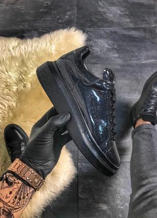 Alexander mcqueen galaxy black, стильні жіночі чорні кросівки/кеди маквин демісезонні