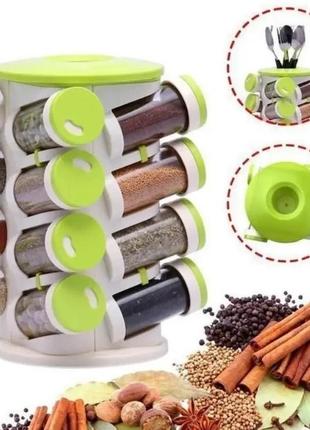 Органайзер для специй кухонный вращающийся spice rack 16 в 1 стойка для специй карусель2 фото