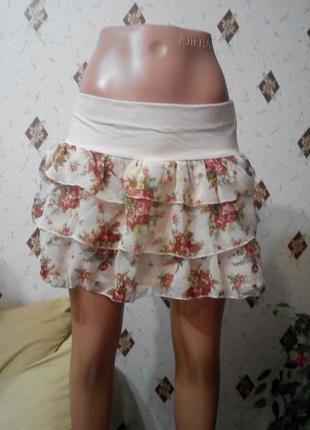 Классная многослойная юбка из шифона m/l