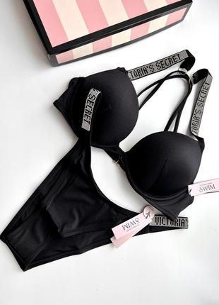 Купальник з подвійним push up з камінчиками victoria’s secret