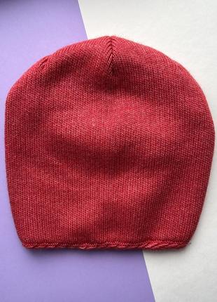 Зимова подвійна шапка - 54-56 розмір, червоний колір1 фото