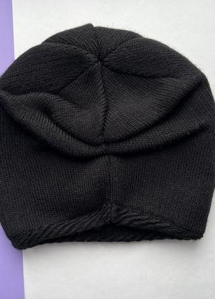 Зимова подвійна шапка - 54-56 розмір, чорний колір2 фото