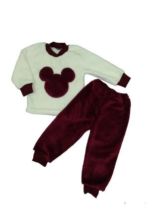 Теплая детская махровая пижама/размер 92-140см/зимняя пижама, теплый домашний комплект, махровый костюм