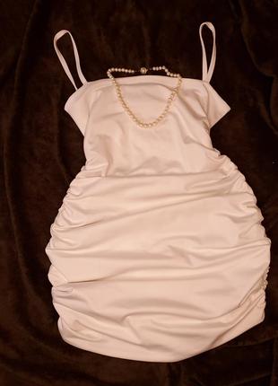 Біла міні сукня з драпіруванням від shein5 фото