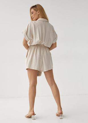 Женский летний комбинезон с шортами - бежевый цвет, s (есть размеры)2 фото