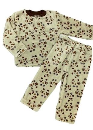 Тепла дитяча махрова піжама/розмір 92-146см/зимова піжама, теплий домашній комплект, махровий костюм
