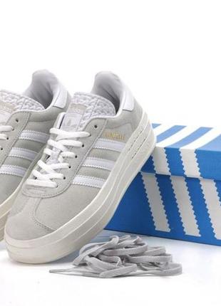 Женские кроссовки adidas gazelle bold grey white 38-39-40