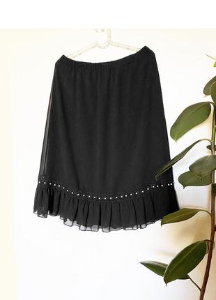 Новая черная юбка базовая на резинке черня юбка ниже колена3 фото