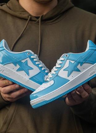 Унисекс кроссовки бейп bape sta patent blue\white