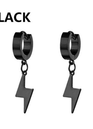 Сережки- кольцо в стиле панк черные с молнией