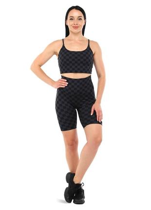 Комплект спортивный женский (велотреки и топ) v&x wx1463-wk1464 s-l черный1 фото