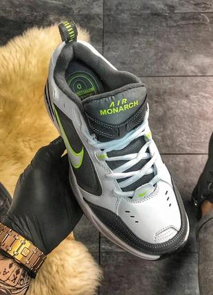 Nike air monarch iv gray/green,  кросівки найк, білі/зелені чоловіків кросівки, жіночі кросівки найк монарх4 фото