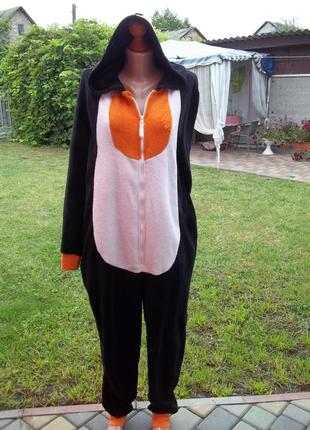 48 / 50 р)  флисовый комбинезон пижама кигуруми женский пингвин6 фото