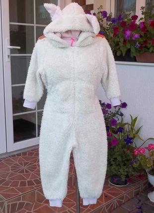 ( 4-5 лет) зайчик флисовый теплый комбинезон пижама кигуруми слип1 фото