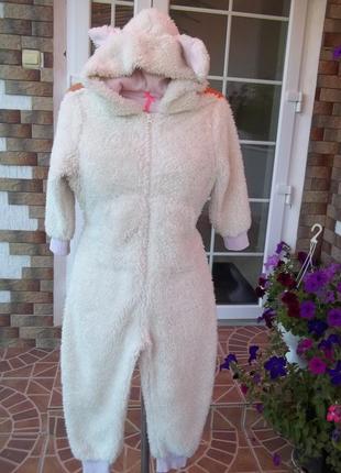 ( 4-5 лет) зайчик флисовый теплый комбинезон пижама кигуруми слип4 фото