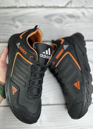 Кроссовки мужские adidas (адидас) натуральная кожа цвет черный