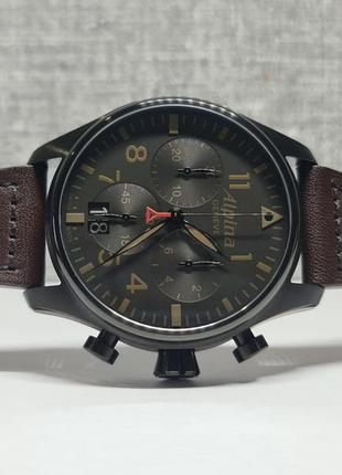 Чоловічий годинник часы alpina pilot chronograph black 44mm e-strap нові