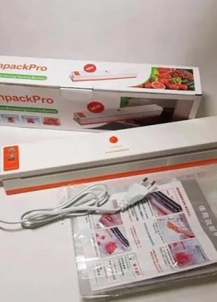 Прилад для вакуумного пакування продуктів, freshpack pro вакууматор hq-1, для тривалого зберігання + пакети8 фото