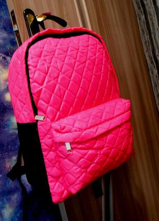Большой розовый стеганный смарт рюкзак.1 фото