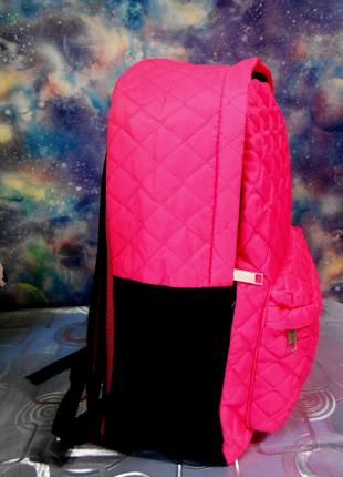 Большой розовый стеганный смарт рюкзак.4 фото