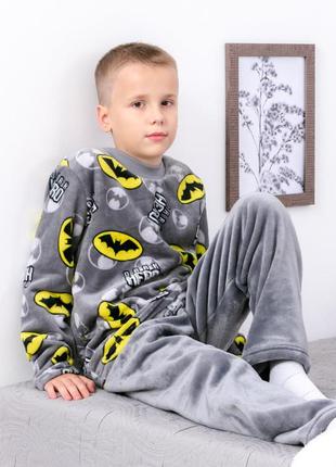 Махровая плюшевая пижама бэтмен, бэтмен, теплая пижама велсофт для мальчиков2 фото