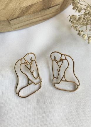 Серьги лица женское тело силуэт тонкие линии контур сережки оригинальные и креативные