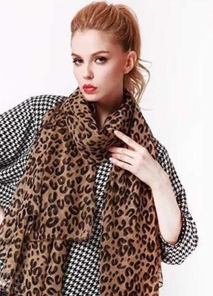 Женский леопардовый шарф платок шифоновый 150см*70см