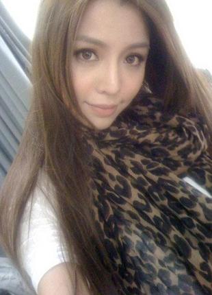 Женский леопардовый шарф платок шифоновый 150см*70см