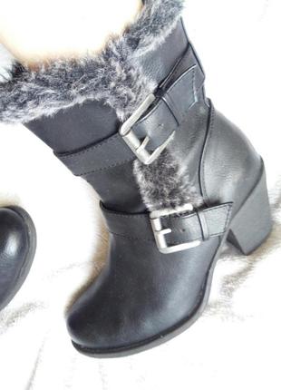 Кожаные черные полу сапоги ботинки ботильоны деми евро зима от marks & spencer4 фото