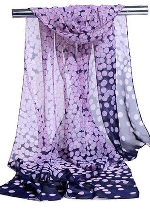 Жіноча шарф хустка в горох confetti 150 см*49 см темно-синій
