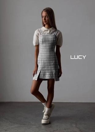 Твідовий сарафан плаття клітинка клітка на бретелях пряме плаття сукня розрізи...