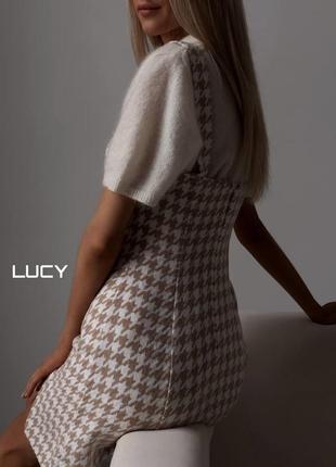 Твідовий сарафан плаття клітинка клітка на бретелях пряме плаття сукня розрізи...