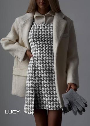 Твідовий сарафан плаття клітинка клітка на бретелях пряме плаття сукня розрізи...