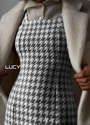 Твідовий сарафан плаття клітинка клітка на бретелях пряме плаття сукня розрізи...