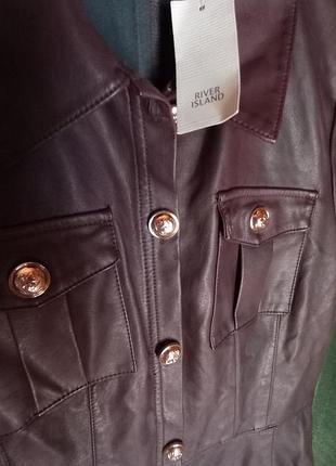 Кожаное платье коричневое эко кожа