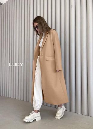 Кашемировое пальто прямого кроя кашемир на подкладке карманы воротник объемное длинное свободное плащ миди пуговицы тренч пиджак демисезон демисез