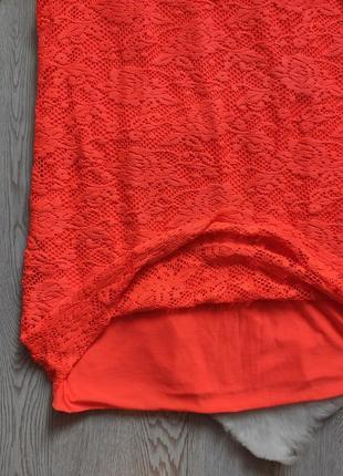 Цветное оранжевое неон короткое ажурное платье сарафан с гипюра стрейч батал большой разм5 фото