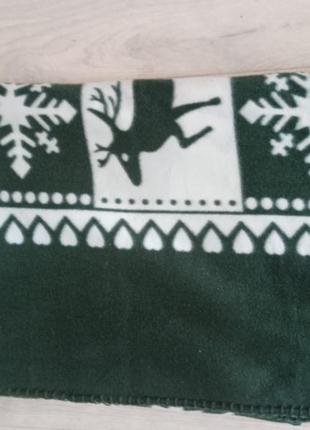 Плед покривало селене з новорічним зимовим орнаментом, фліс.2 фото