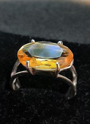 Лаконичное кольцо с природным цитрином. серебро 9252 фото