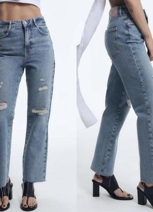 Джинси zara straight high waist