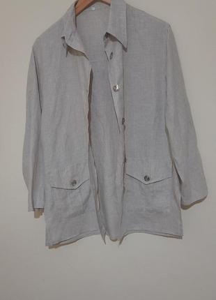 Пиджак льняной серый с длинными рукавами, без подкладки.3 фото