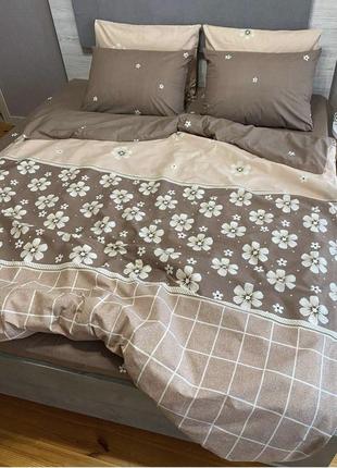 Постільна білизна коричнево бежева