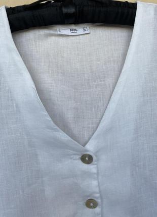 Белая льняная рубашка mango блуза3 фото